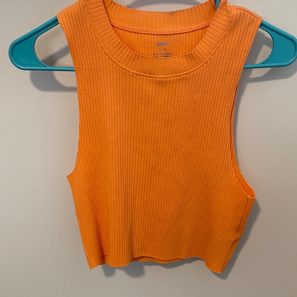 Aerie Bright Orange Ribbed Crop Top